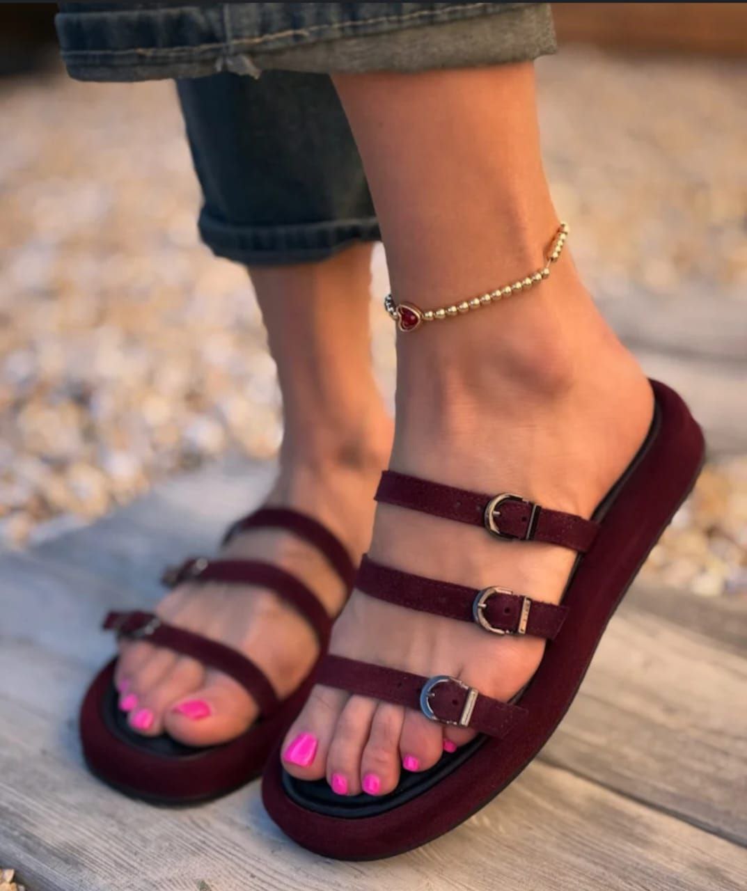 Burgundy slipper